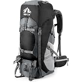 Night Cat Hiking Backpack 70L : Men Women Trekking | Ergonomic Breathable Back - Chest Strap and Belt - Rain Cover Included