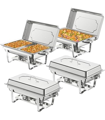 Chafing dish rettangolare con coperchio roll top