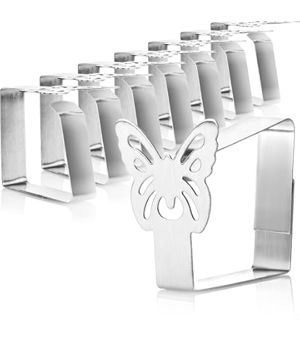 Lot De 12 Pinces à Nappe Papillon En Inox - Pour Tables Épaisses, Jardin, Pique-nique
