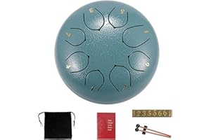 Norhogo 6 inch 8 Notes Percussion Drum, Slit Drums, Steel Tongue Drum with Drum Mallets, for Musical Education Concert Mind Healing Yoga Meditation Carry Bag Gift for Beginner Adult Kid (Blue)