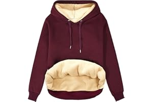 TOMEEK Damen Winter Warmes Sweatshirt Fleece Sherpa Gefütterter Pullover mit Kapuze Lässiger Sportlicher Fleece-Hoodie mit Tasche