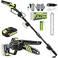 Saker Cordless Pole Saw and Mini Chainsaw, 2-in-1 Pole 6 Inch Chainsaw, Brushless Electric Pole Saw Battery Powered, 78.74 Inch Max Reach Tree Trimmer with 1 Battery