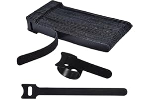 YUDAWN Opaski kablowe na rzep, czarne, 100 sztuk kabli wielokrotnego użytku, nylonowe, na rzepy, regulowane taśmy na rzep, opaski kablowe na rzep 10 cm, do kabli TV, roweru