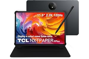 TCL NXTPAPER 11 Plus Tablet, Display NXTPAPER 4.0 da 11,5" 2.2K, AI Integrata, 256GB ROM, Espansione RAM 8GB + 8GB, Batteria da 8000mAh, Ricarica Rapida, Android 15, Grigio Scuro
