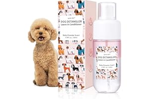 GJYC PET Dog Detangler Spray, Leave-in Detangler & Dematting Spray for Dogs, Baby Powder Scent, Professional Grooming Formula Contains Coconut Oil and Jojoba Oil for Easy Tangle-Free Grooming (100ml)
