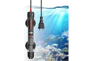 GlowUp Chauffage D'Aquarium 50W, Chauffage en Verre Submersible Température Réglable Chauffe-Aquarium avec Ventouse Thermomètre Intégré Régulateur de Température Externe pour Aquarium 20L-60L