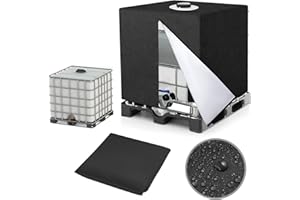 Judavry Bâche Réservoir d'eau IBC 1000L, Bache Cuve Tissu Oxford Anti UV, Couverture Container Citerne Eau Pluie Noir, Bouchon Cuve a Eau Bâche, Housse Protection (116 x 100 x 120cm)