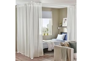 DAKEPOLE Raumteiler Paraventgestell Gardinenstange, Flexibel Verstellbarer Paravent, Raumtrenner oder Gardinenstange,Sichtschutz für Wohnzimmer Schlafzimmer,B 280 cm x H 317 cm, weiß