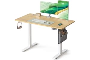 SONGMICS Escritorio Eléctrico, Regulable en Altura, 120 x 60 cm, Regulación Continua, 4 Alturas de Memoria, Roble Dorado LSD132YA01