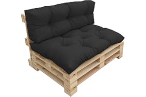 CHILLY PILLEY haus & garten Poduszki na palety, wodoodporne nakładki na palety, poduszki ogrodowe, wodoodporne, wiele rozmiarów i kolorów (zestaw 2 szt.) czarne