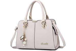 DORRISO Bolsos para Mujer - Impermeable PU Cuero Múltiples Compartimentos Elegante Colgante Versátil para Trabajo Viajes Shopper Casual Diario Oficina Blanco Nude