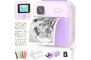 YOHOOLYO Aparat fotograficzny migawki 2,4 cala 1080P aparat natychmiastowy z kartą 32G i 3 rolkami papieru do drukowania aparatu fotograficznego dla dzieci prezenty dla dzieci w wieku 3-12 lat