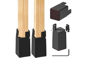 SciFiVisi 4 Stück Möbelerhöhung 10cm, Verstellbare Betterhöhung mit Schraubklemme, Betterhöher Schwerlast Stuhlerhöhungen, Möbelerhöher für 22-42mm Breite Quadrat & Runde Stuhlbein (10cm Schwarz)