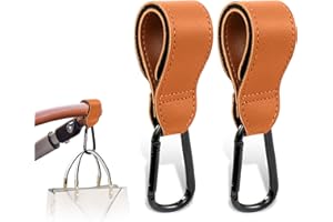 FAVELABLE 2 Pezzi Ganci per Passeggino,Ganci per passeggino e carrozzina,Sicuri Resistenti,Taglia universale,per Borsa Passeggino,Zaini(Marrone)