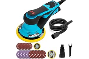 Autolock Lijadora Excentrica disco de 125/150 mm,350W Lijadora Orbital Electrica,7 Velocidades hasta 10,000 RPM,Para trabajar y pulir la madera (Azul)