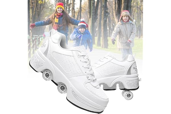 Patins à roulettes pour garçons et Filles, Baskets Chaussures Qui se transforment en Roller,Chaussure Roller Fille 4 Roue pour comme Anniversaire, Cadeaux de Noël
