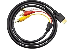 Retoo Kabel HDMI na cinch 1080p i audio, kabel połączeniowy HDMI-3RCA z pozłacanymi złączami, kompatybilny z FHD, wtyczka HDMI na 3 gniazda RCA, adapter kompozytowy VA, kabel adaptera do HDTV