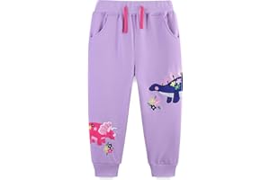 TCWWBB Girls Trousers Dinosaur Unicorn Cotton Sweatpants Toddler Jogging Drawstring Tracksuit Pants Kids Christmas Xmas Pink Sport Jogger Bottoms Age 1-7 Years
