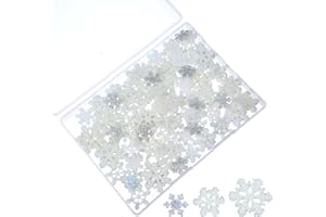 CIATBYYJ 80 Pcs Mini Resin Snowflakes Ornament Christmas Decorations, 3 Sizes Glitter Plastic Mini Snowflake Christmas Charms with Storage Box for Embellishments Winter Party DIY Craft Decoration(White/Clear)