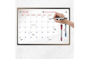 PREVIS A3 självhäftande kalendertavla 40 x 30 cm med 3 markörer - månadsplanerare kök, skrivbord, rum, kontor - väggkalender 2025 planerare