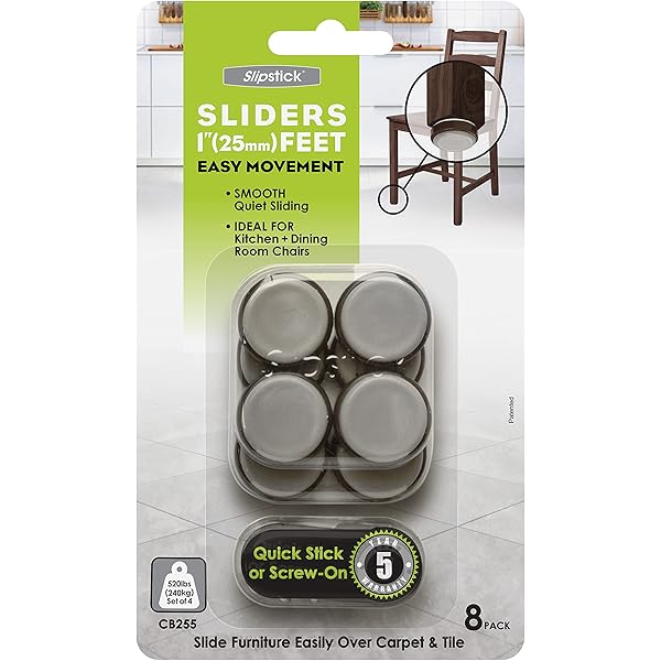 Slipstick Cb255 Floor Protector Furniture Sliders Chair Leg Glides Set Of 8 25 Mm Round Plastic Sliders Self Stick Or Screw On Brown Buy Online At Best Price In Uae Amazon Ae