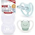 NUK Space Baby Dummy | 0-6 Months | Soothers with Extra Ventilation for Sensitive Skin for Sensitive Skin | BPA-Free Silicone | Frog | 2 Count