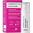 Cos-IQ 10% Niacinamide Face Serum for Oil Control, Anti-Acne & Dark Spots | With 4% Multi-Peptide Complex & 2% Hyaluronic Acid | Skin Clarifying,Blemishes & Pore Care for All Skin Types | 30ml