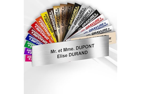 Plaque Boîte aux Lettres Personnalisable De 1 À 3 Lignes – Nom Gravé – Adhésive PVC – 10 x 2,5 cm (Gris Alu Métallisé)