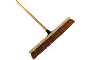 SOLADIRECT 24-Inch Wide Coco Broom with Wooden Handle - Soft Bristle Indoor Sweeping Broom for Home, Kitchen, Hardwood Floors - Natural Coconut Fibre Bristles - Eco-Friendly Floor Brush