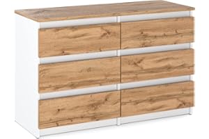 MRBLS_HOME MRBLS Kommode mit 6 Schubladen Sideboard Schubladenschrank Kleiderschrank Modern Möbel mit Schubladen für Ihr Schlafzimmer (Weiß Matt - Wotan) – 100 x 71,5 x 33,5 cm (B/H/T)