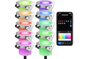 ‎CHESBUNG Chesbung LED Bodeneinbauleuchten, Ø30mm RGB Dreamcolor Einbaustrahler Kits, intelligente WIFI Steuerung durch Tuya APP, Wasserdicht IP67 Niederspannungs LED Einbaustrahler Terrassen