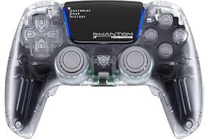 HEXGAMING PHANTOM Pro Wireless Gaming Controller für ps5/PC/Mobile, Upgrade Remap Paddles & Instant Triggers & 8 Swap Joysticks, Elite Gamepad mit Hall-Effekt Stick Modul Edition-Transparent
