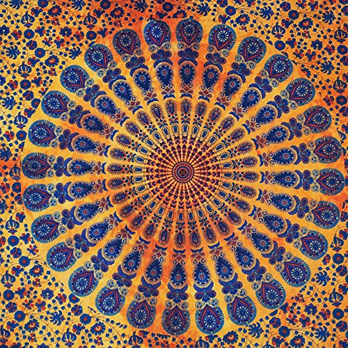 Mandala Baumwolle Indian Wandbehang Tapisserie Poster Größe Gelb Dekor Boho Wurf 42″x 30″ Zoll - 5