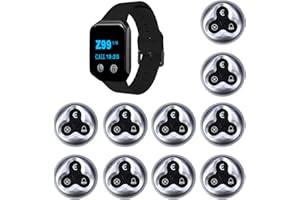 WNKRUN Restaurant Pager System Queue Calling System Wireless Table Call Button with 1 Watch Pager and 10 3-Key Call Buttons with Cancel Key for Restaurants Hotels Cafe