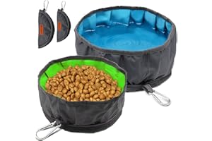 LumoLeaf - Ciotole pieghevoli per cani, grandi, leggere, pieghevoli, da viaggio, per animali domestici, cani, gatti, con chiusura lampo, confezione da 2 (10 tazze blu + 8 tazze)