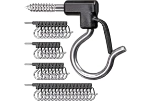 SELEWARE 20 PCS Hooks Hanging Wall Hook - Stainless Steel Q-Hanger Screw Hooks Home Christmas Lights Hanger Hooks for Garage New Year Party Outdoor Easy Release Wire Garden Basket Decorative