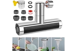 YIEZIO Embout de robinet orientable, rallonge de robinet, aérateurs pour robinets, multifonction, 4 en 1, pivotant à 360 °, anti-éclaboussures, économiseur d'eau, robinet de cuisine de rechange avec