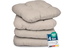 Beautissu Lisa Set di 4 Cuscini da Sedia - 40x40x8 cm - Cuscino di Seduta per sedie di Casa e Giardino, Imbottitura Comoda e Spessa – Grigio Talpa