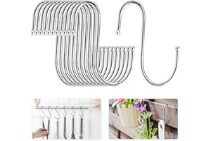 WUGU S Hak 12 sztuk, haczyk do zawieszania ze stali nierdzewnej o długości 7 cm, w kształcie litery S, odporny na rdzę, metalowy haczyk do kuchni, łazienki, sypialni