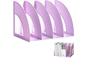 YUNXCNA Porte Revues avec 4 Compartiments, Collecteur Vertical A4 Collecteur de Magazines en Plastique, Plateau de Tri Collecteur Vertical Violet, Dossier de Livres de Documents