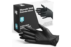 PANKTI Black Nitrile Gloves, Latex Free and Powder Free, Heavy Duty and Puncture Resistant, Disposable Gloves for Beauticians, Tattooers, Medical