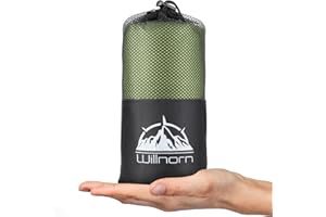 WILLNORN Sábana Saco de Dormir Ultraligera de Microfibra - Compacta Sábana de Verano para Mochileros, Albergues & Refugios de Montaña - XL [220 x 95 cm]