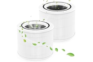 FLYQINTESS Lot de 2 filtres de rechange Core 300S, compatibles avec le purificateur d'air intelligent WiFi LEVOIT Core 300S, filtre pré-filtre 3 en 1 H13 véritable HEPA et charbon actif, référence : core 300-RF