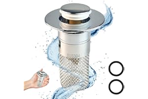 LEWBDF 1 Stücke Abflussstopfen mit Sieb POP-UP Waschbeckenstöpsel 34-40mm Abflussstopfen Haarsieb Waschbecken waterjake pop-up ablaufventil Edelstahl Abflusssieb für Küchenspüle und Dusche