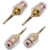 XMSJSIY Flex Pin Banana Plug 4mm Female to Braided Connector 2mm Speaker Audio Adapter HiFi Black and Red Terminal Binding Po