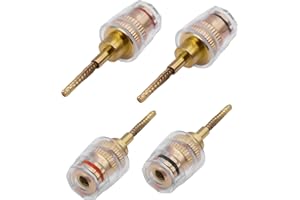 XMSJSIY Lot de 2 paires de fiches banane femelle de 4 mm vers connecteur tressé de 2 mm, adaptateur audio HiFi audio noir et rouge, connecteur banane pour amplificateur, haut-parleur, système audio