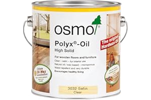 Osmo Polyx®-Oil - Hard Wax Oil 3032, Clear Satin, 125ml - Durable for Wooden Furniture, Water-Resistant Floor Wax, Treatment & Wood Finish - Ideal for Oak, Pine, Spruce, Beech & More