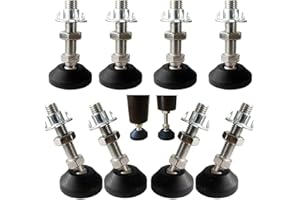 RHUAFET 8 Stück Stellfuß M10 x 40 MM Einstellschraube M10, Möbelfuß Sockelfuß Kann 400KG Tragen Verstellbare Füße Stellschraube Stellteller Stellfuß Maximal 15 ° Neigung (8 Stück - M10 x 40 MM)