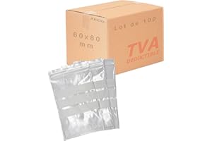 Jeco - Lot de 100 sachets à fermeture zip format 60 x 80mm : 6 x 8 cm 3 bandes blanches d'écriture 50µ - qualité alimentaire