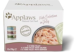 Applaws Natural Wet Cat Food Fish Selection in Jelly (Pack of 12 x 70g Tins)